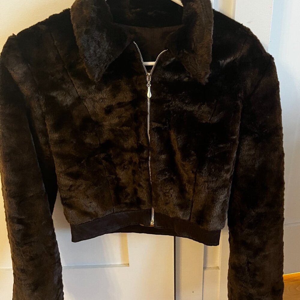 Cropped Faux Fur Bomber